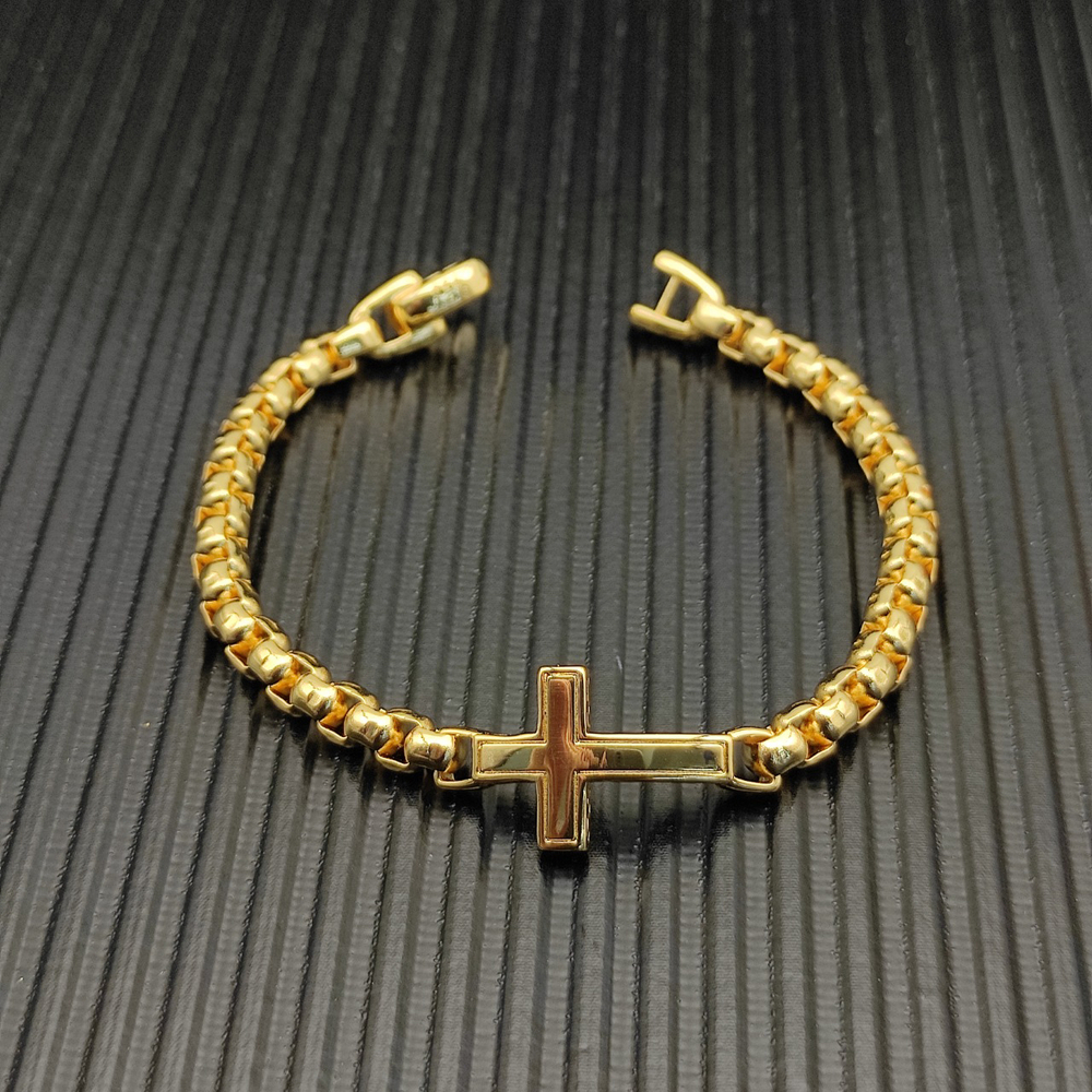 David Yurman Gold 5mm Box Chain Cross Bracelet - Picture 5 of 5